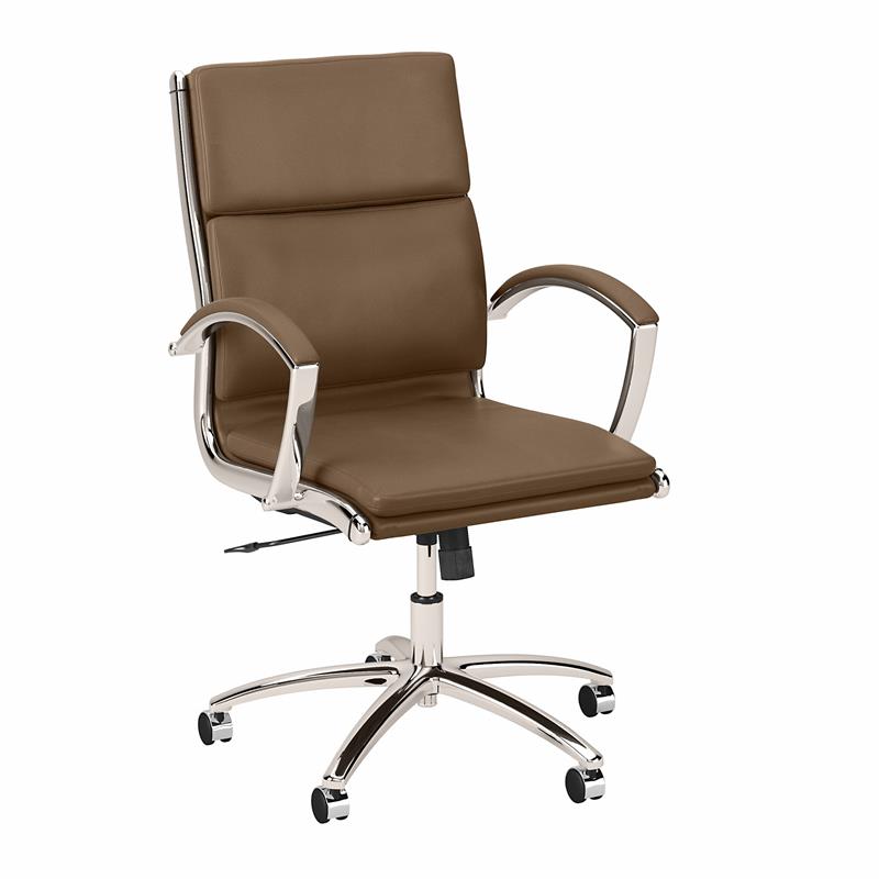 Latitude Mid Back Executive Office Chair in Saddle Tan - Bonded Leather
