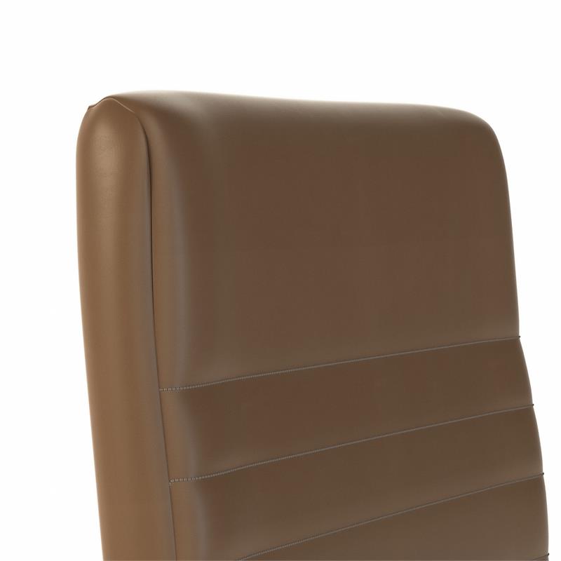 Latitude Mid Back Ribbed Leather Office Chair in Saddle Tan - Bonded Leather
