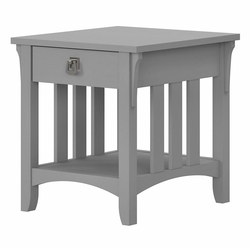 Salinas End Table with Storage in Cape Cod Gray Engineered Wood