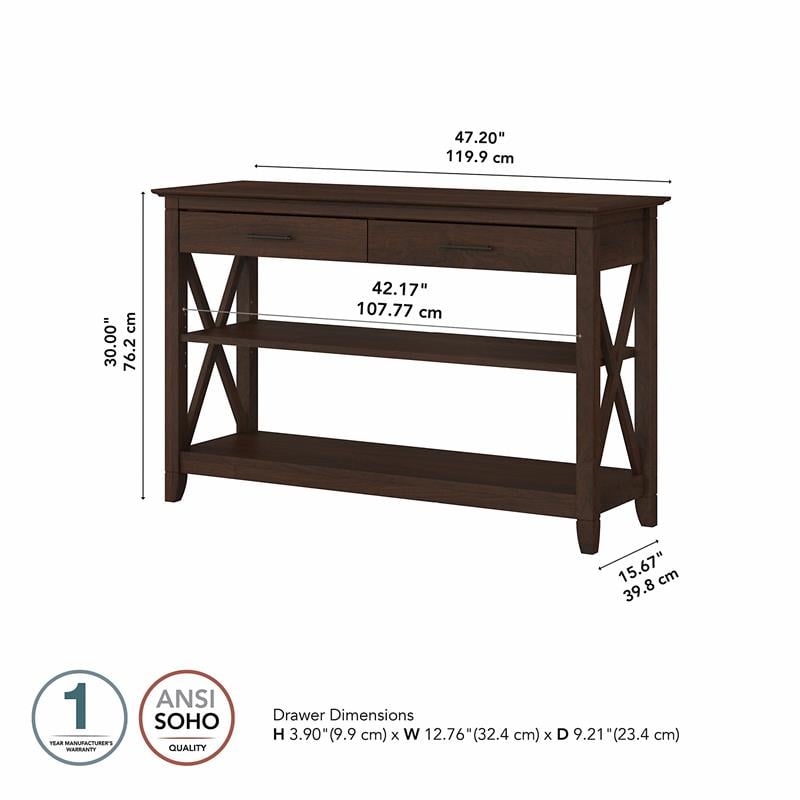 Key West Console Table with Drawers and Shelves in Bing Cherry ...