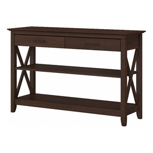 Key West Console Table with Drawers and Shelves in Bing Cherry - Engineered Wood