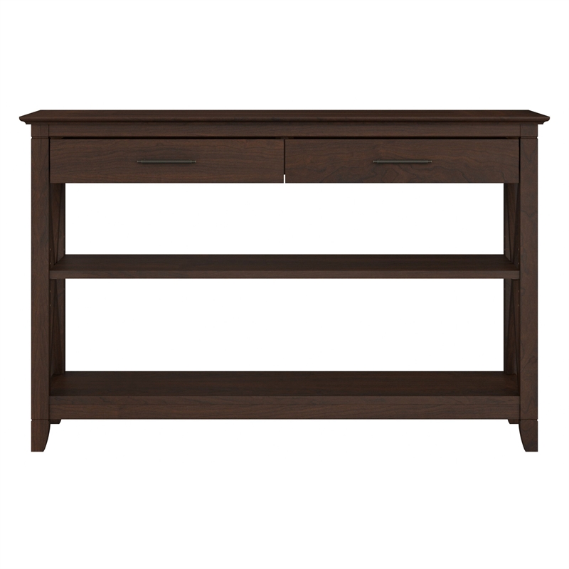 Key West Console Table with Drawers and Shelves in Bing Cherry - Engineered Wood
