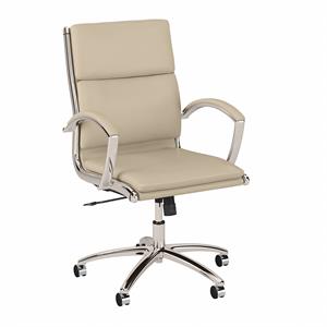 Key West Mid Back Leather Executive Office Chair in Antique White