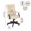 Key West High Back Tufted Office Chair with Arms in Antique White Leather