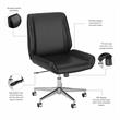 Bush Key West Adjustable Height Faux Leather Office Chair with Wingback in Black