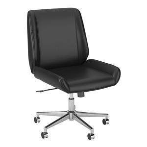 Bush Key West Adjustable Height Faux Leather Office Chair with Wingback in Black