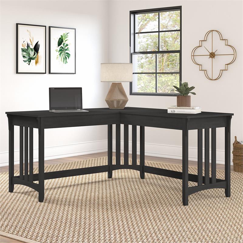 Salinas 60W L Shaped Writing Desk in Vintage Black - Engineered Wood ...