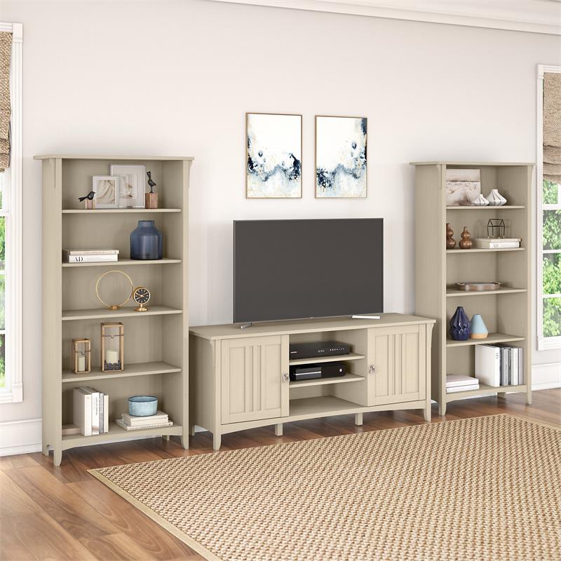 Salinas Tv Stand With Set Of 2, Tv Console With Matching Bookcases