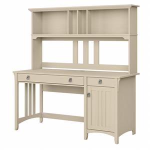 Salinas 60W Computer Desk with Hutch in Antique White - Engineered Wood