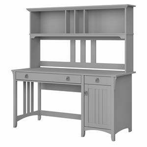 Salinas 60W Computer Desk with Hutch in Cape Cod Gray - Engineered Wood