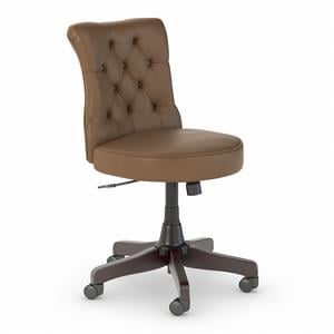 Bush Salinas Adjustable Height Faux Leather Office Chair in Saddle Tan
