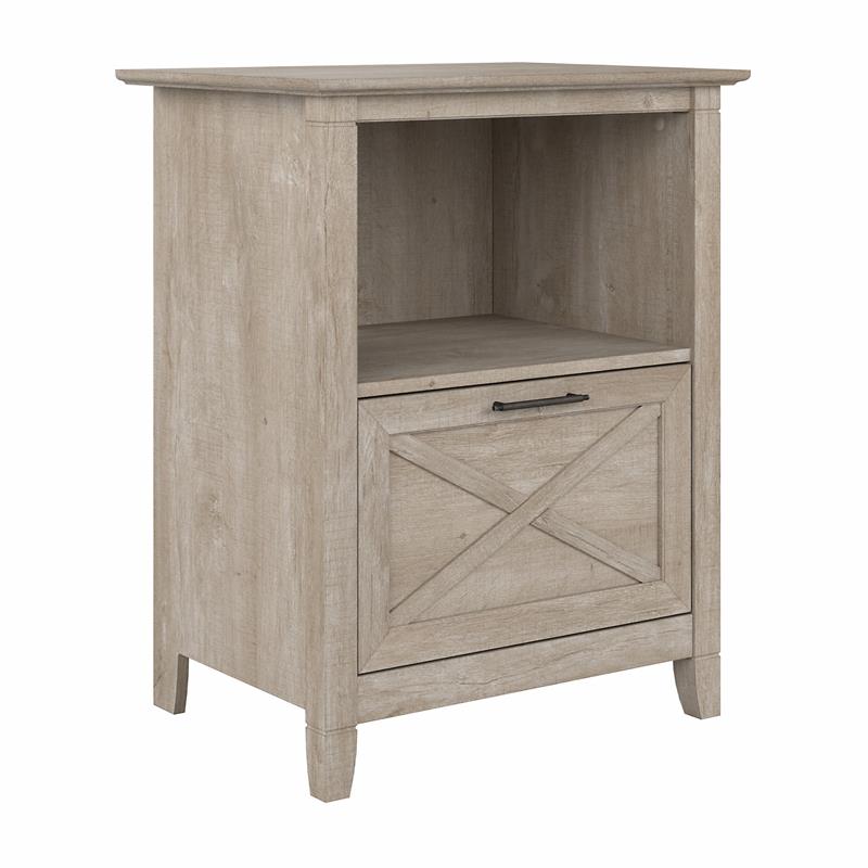 Key West Lateral File Cabinet with Shelf in Washed Gray - Engineered Wood