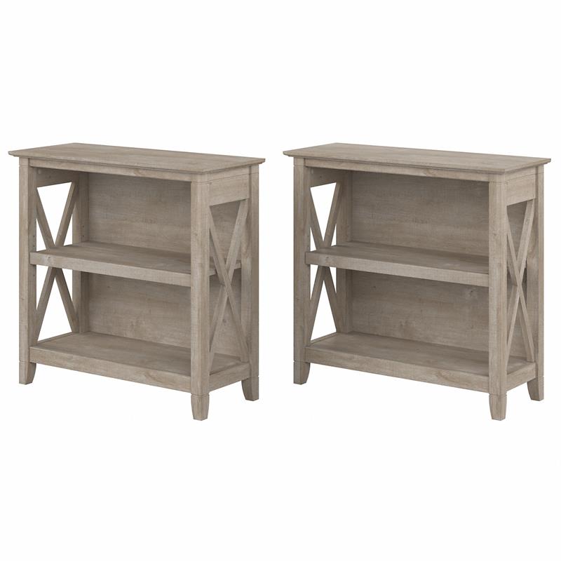 Key West Console Table With Drawers And Shelves Washed Gray - Bush