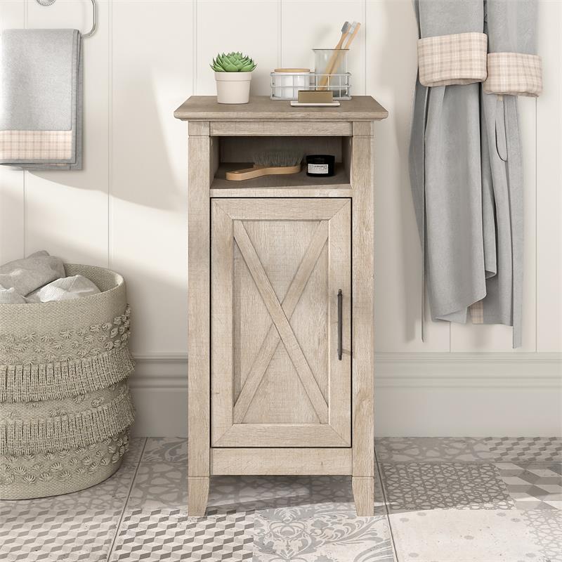 Bush Furniture Key West Over The Toilet Storage Cabinet in White Ash