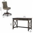 Bush Key West Engineered Wood Writing Desk with Tufted Chair in Dark Gray
