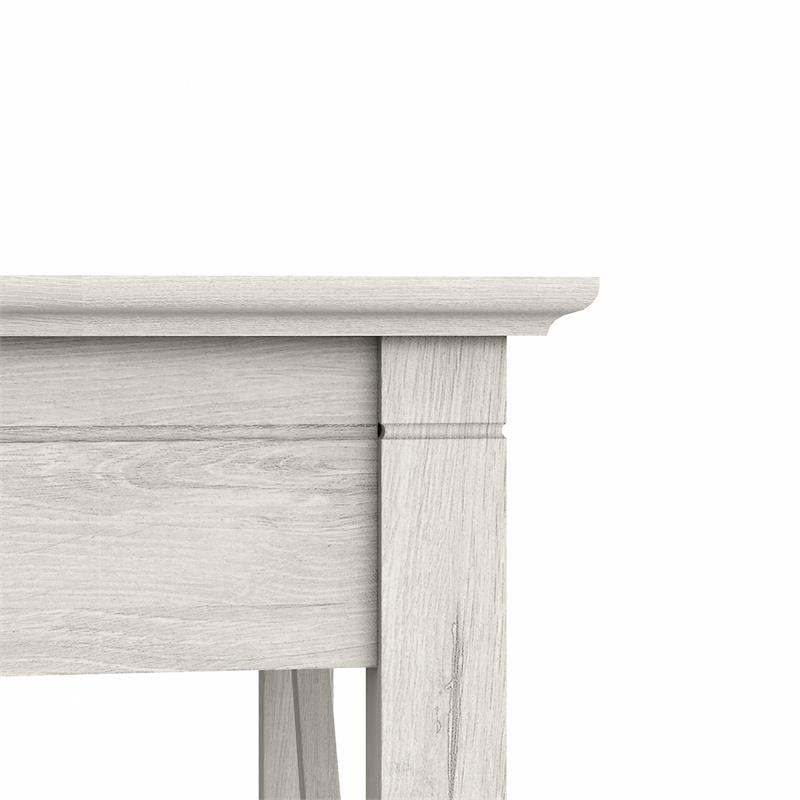 Bush Key West Engineered Wood Writing Desk with Tufted Chair in White Oak