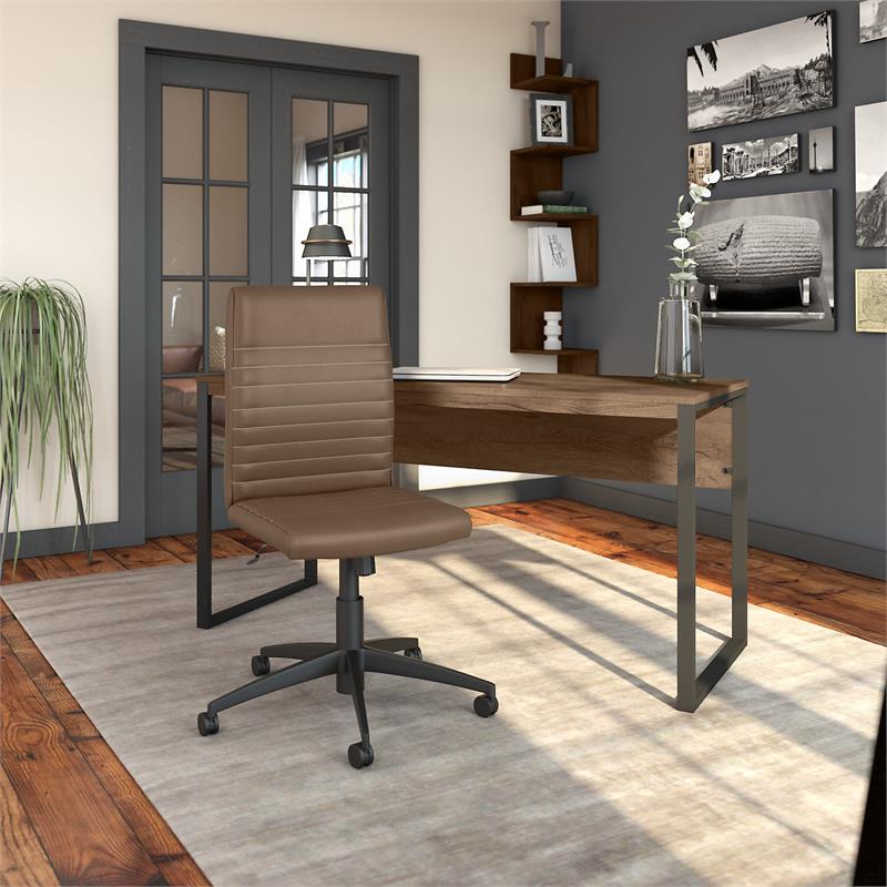 Latitude 60W Writing Desk with Ribbed Chair in Rustic Brown - Engineered Wood