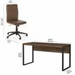 Latitude 60W Writing Desk with Ribbed Chair in Rustic Brown - Engineered Wood