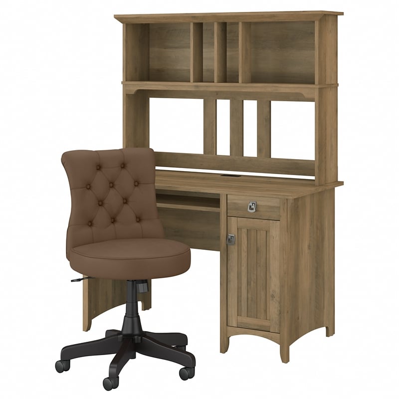 Salinas 48W Computer Desk with Hutch & Chair in Reclaimed Pine