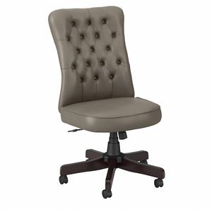 yorktown high back tufted office chair in washed gray leather