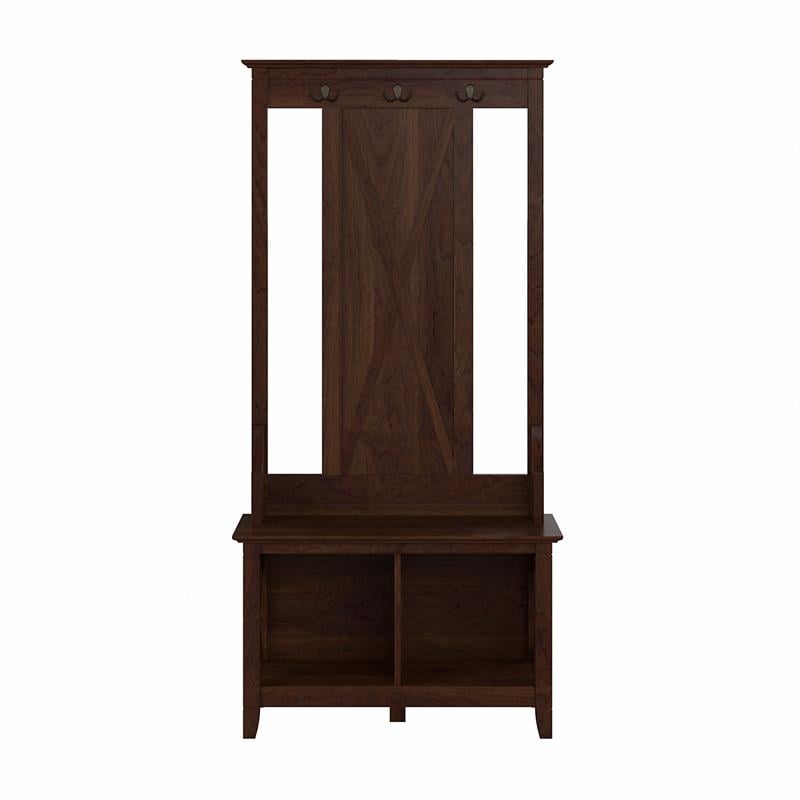 Key West Hall Tree with Shoe Storage Bench in Bing Cherry - Engineered Wood
