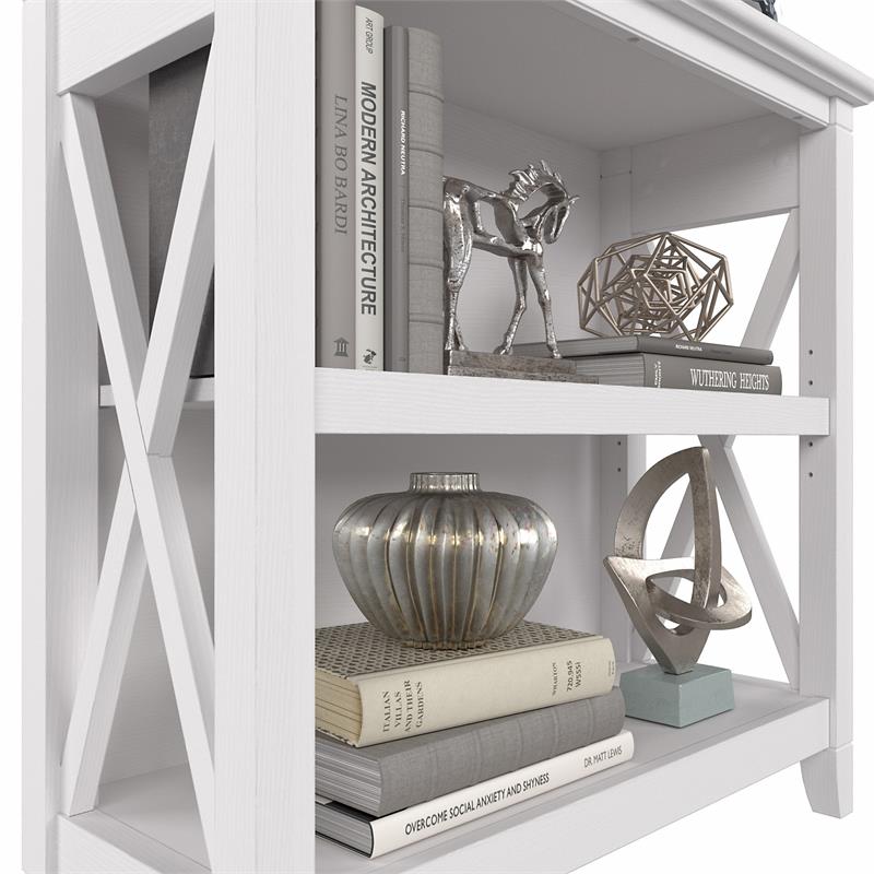 Pure White Oak Engineered Wood, Small White 2 Shelf Bookcase