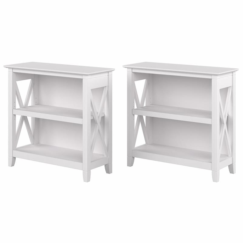 Pure White Oak Engineered Wood, White Wood 2 Shelf Bookcase