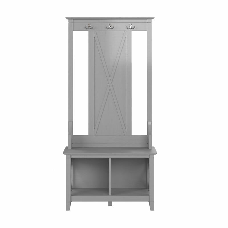 Key West Hall Tree with Shoe Storage Bench in Cape Cod Gray - Engineered Wood