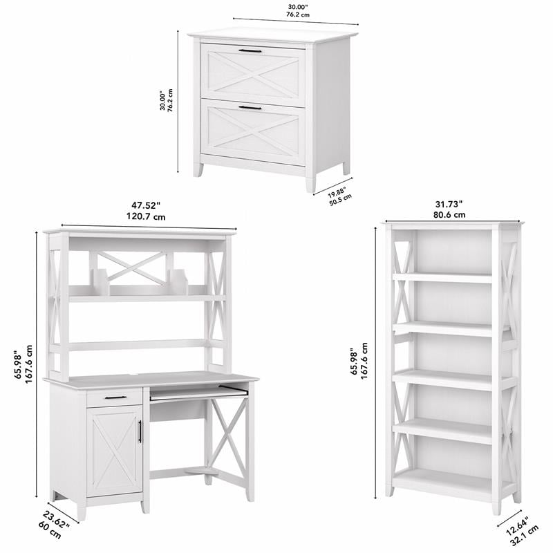 Key West 48W Small Desk with Hutch & Storage in Pure White Oak ...