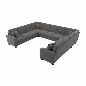 Stockton 135W U Shaped Sectional Couch in French Gray Herringbone Fabric