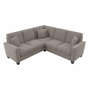 Stockton 86W L Shaped Sectional Couch in Beige Herringbone Fabric