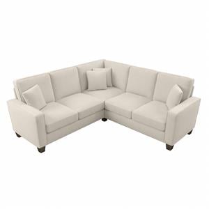 stockton 86w l shaped sectional couch in cream herringbone fabric