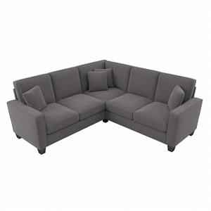 Stockton 86W L Shaped Sectional Couch in French Gray Herringbone Fabric