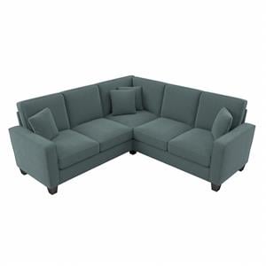 Stockton 86W L Shaped Sectional Couch in Turkish Blue Herringbone Fabric