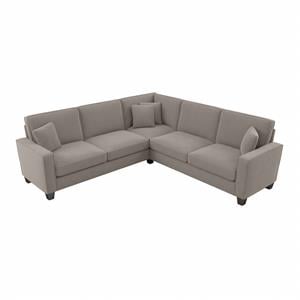 Stockton 98W L Shaped Sectional Couch in Beige Herringbone Fabric