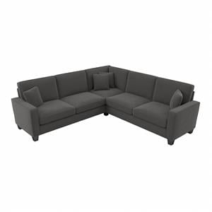 Stockton 98W L Shaped Sectional Couch in Charcoal Gray Herringbone Fabric