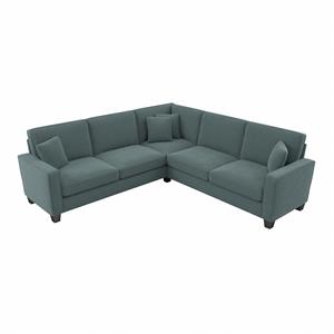 stockton 98w l shaped sectional couch in turkish blue herringbone fabric