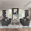 Stockton 73W Sofa in Charcoal Gray Herringbone Fabric