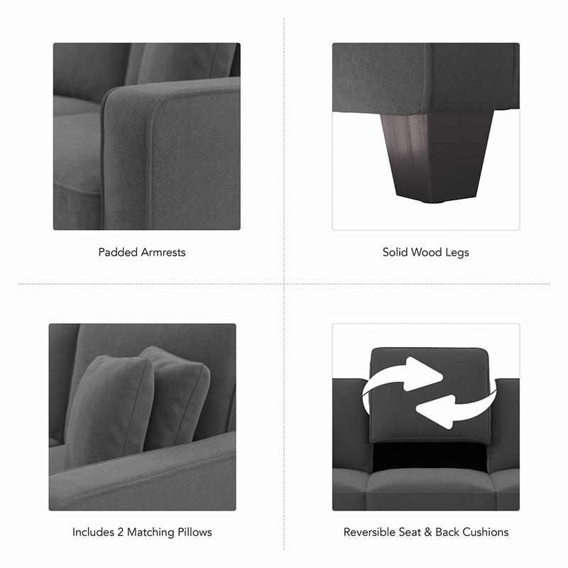 Stockton 85W Sofa in Charcoal Gray Herringbone Fabric