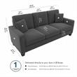 Stockton 85W Sofa in Charcoal Gray Herringbone Fabric
