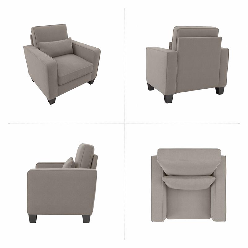 Stockton Accent Chair with Arms in Beige Herringbone Fabric