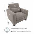 Stockton Accent Chair with Arms in Beige Herringbone Fabric