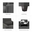 Stockton Accent Chair with Arms in Charcoal Gray Herringbone Fabric