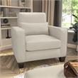 Stockton Accent Chair with Arms in Cream Herringbone Fabric