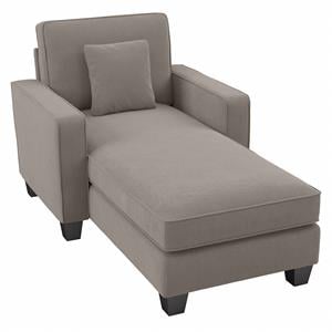 stockton chaise lounge with arms in beige herringbone fabric