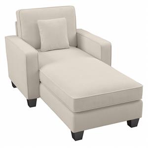 stockton chaise lounge with arms in cream herringbone fabric