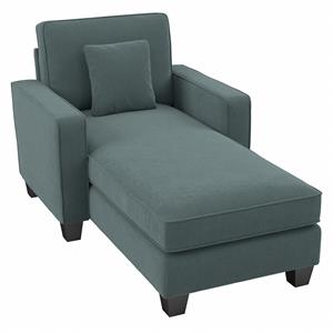 stockton chaise lounge with arms in turkish blue herringbone fabric