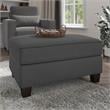 Stockton Upholstered Storage Ottoman in Charcoal Gray Herringbone Fabric