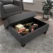 Stockton Upholstered Storage Ottoman in Charcoal Gray Herringbone Fabric