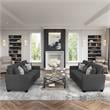 Stockton Upholstered Storage Ottoman in Charcoal Gray Herringbone Fabric